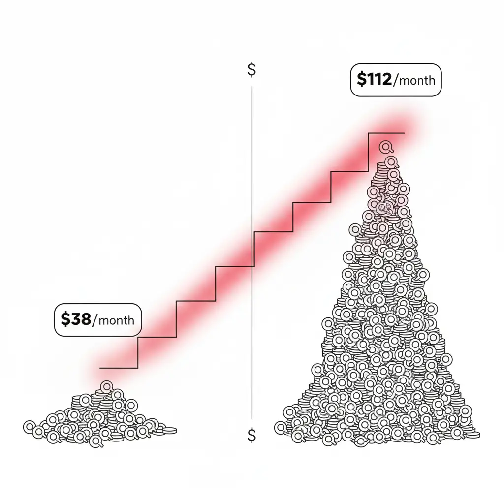 SparkToro pricing tiers showing $38/month for 50 searches versus $112/month for 500 searches